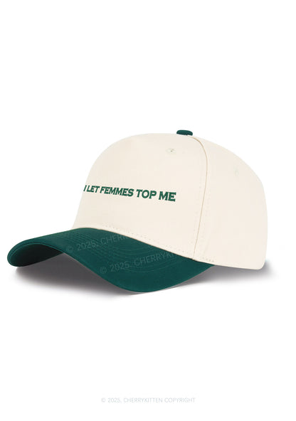 Embroidered I Let Femmes Top Me Pride Y2K Color Block Baseball Cap Cherrykitten