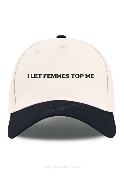 Embroidered I Let Femmes Top Me Pride Y2K Color Block Baseball Cap Cherrykitten