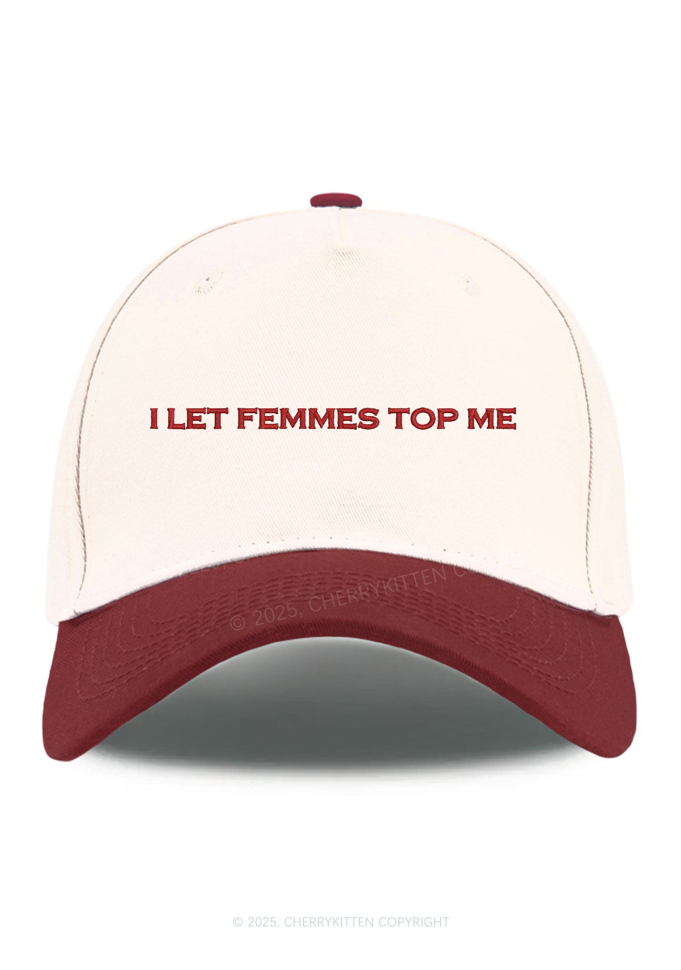 Embroidered I Let Femmes Top Me Pride Y2K Color Block Baseball Cap Cherrykitten