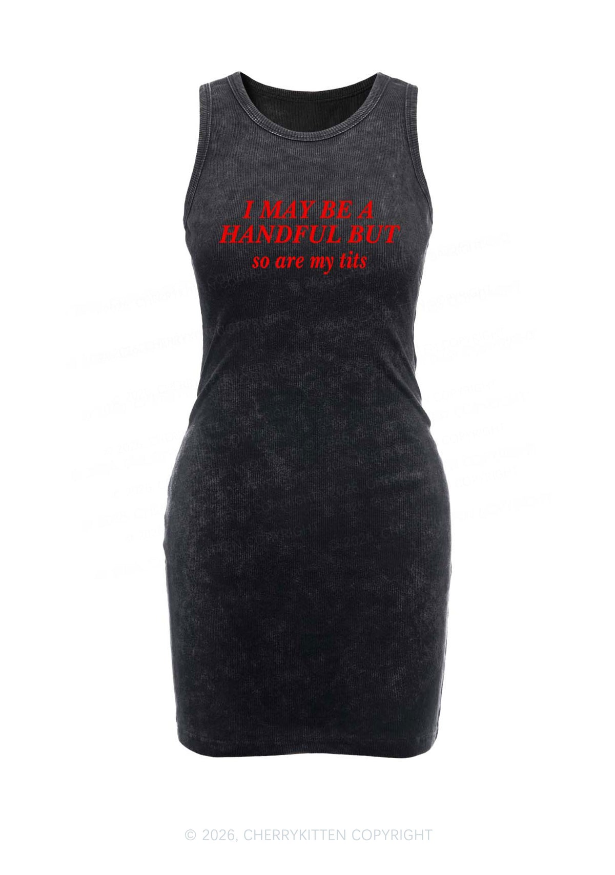 I May Be A Handful Y2K Washed Tank Dress Cherrykitten