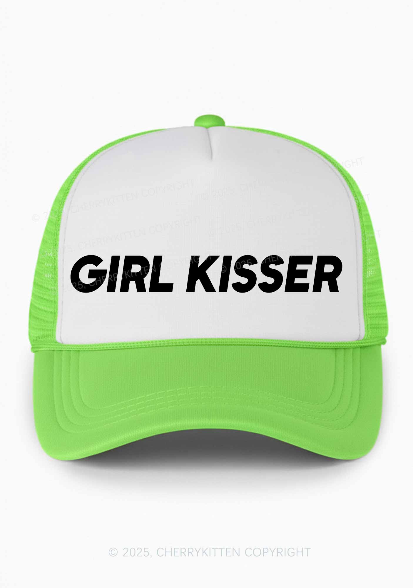 Girl Kisser Pride Y2K Colorblock Trucker Hat Cherrykitten