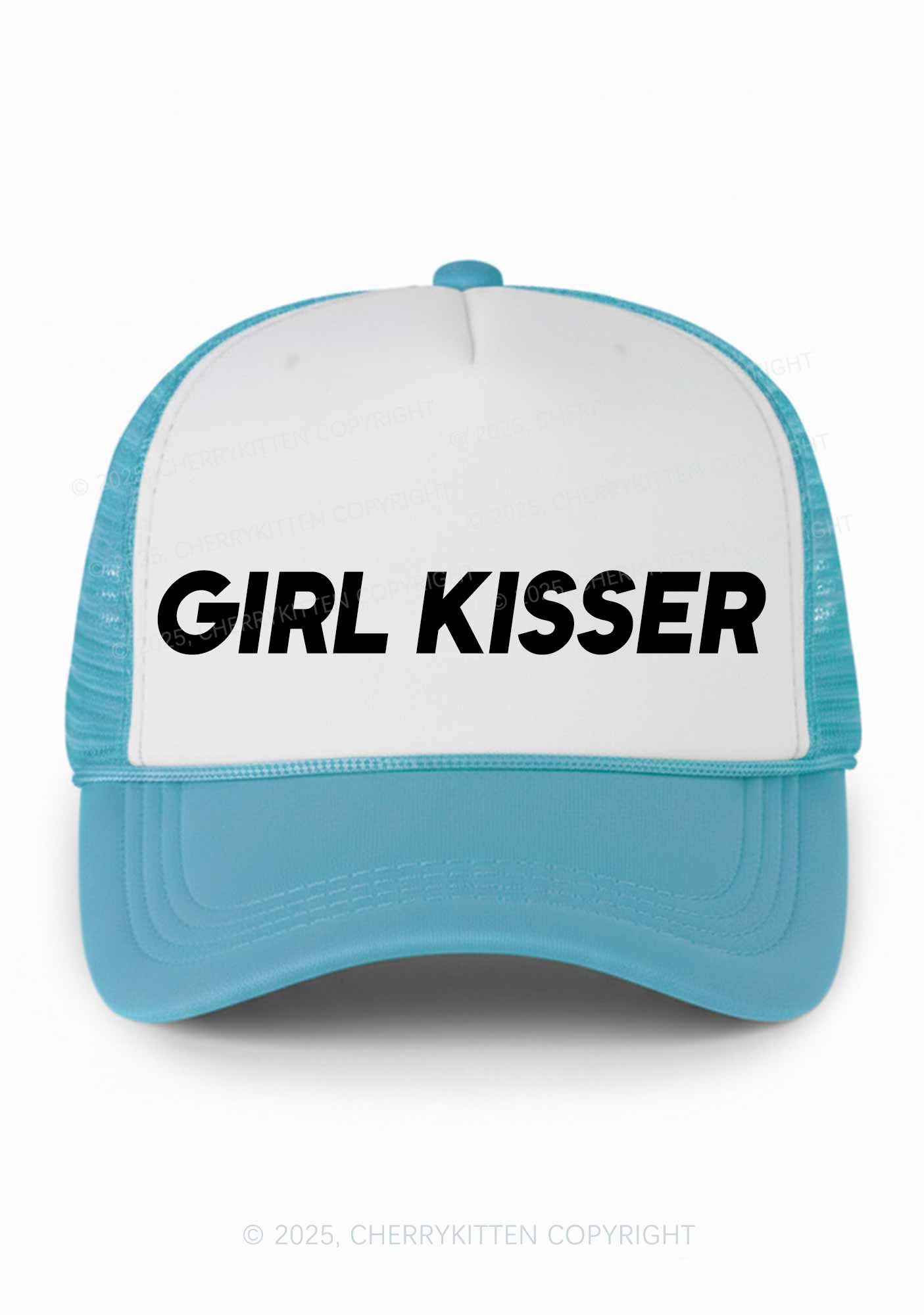 Girl Kisser Pride Y2K Colorblock Trucker Hat Cherrykitten