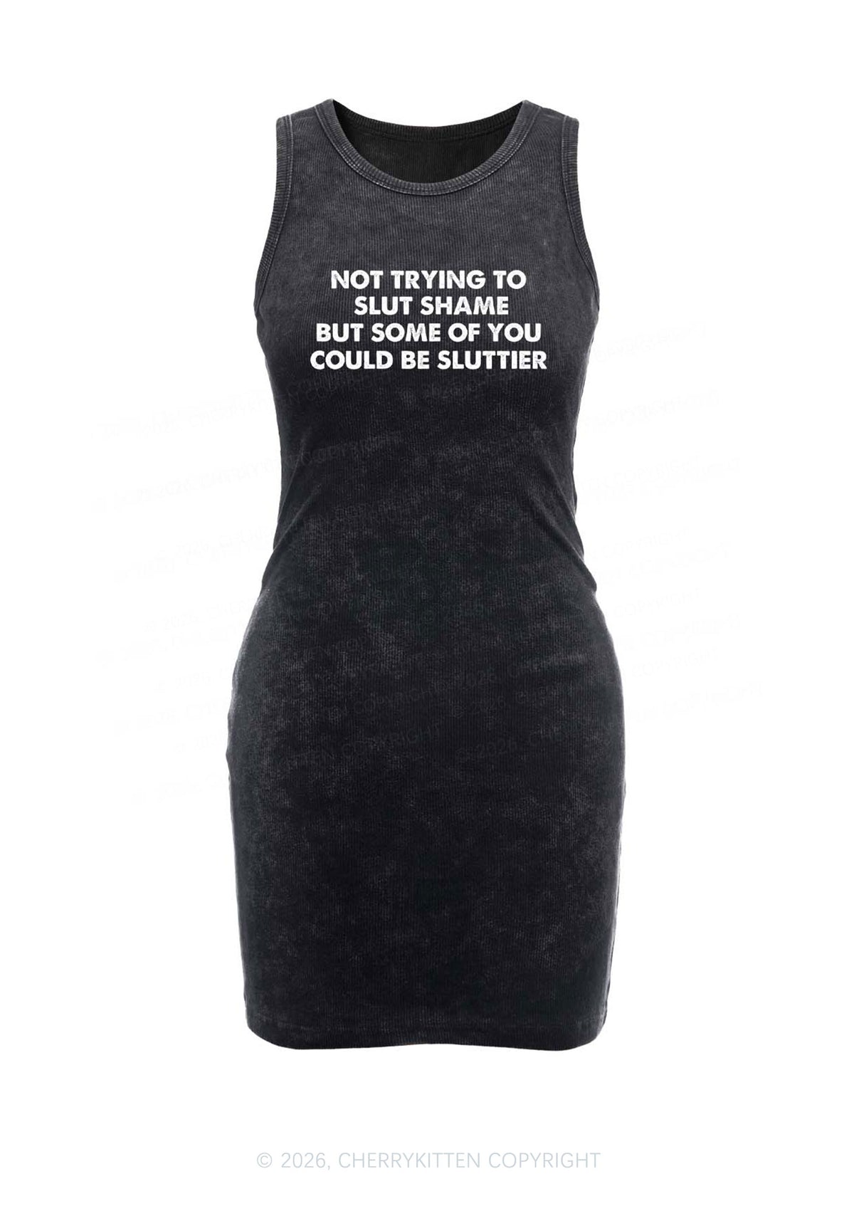 Not Trying To Slxt Shame Y2K Washed Tank Dress Cherrykitten