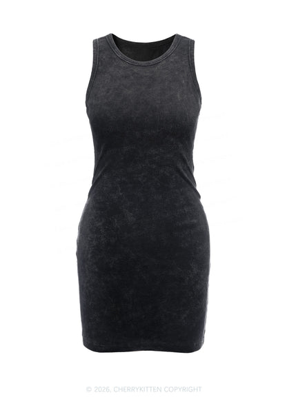 Plain Y2K Washed Tank Dress Cherrykitten