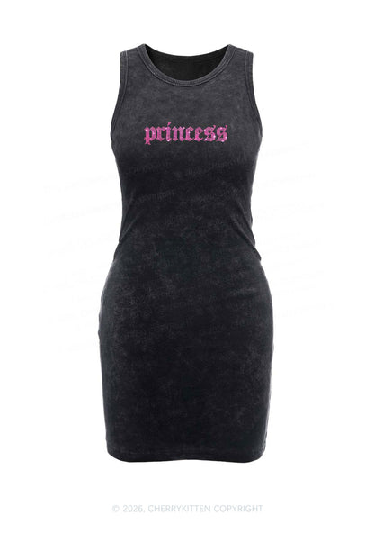 Rhinestone Princess Y2K Washed Tank Dress Cherrykitten