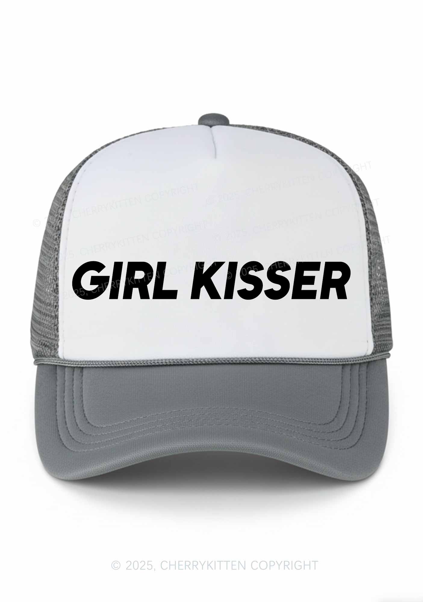 Girl Kisser Pride Y2K Colorblock Trucker Hat Cherrykitten
