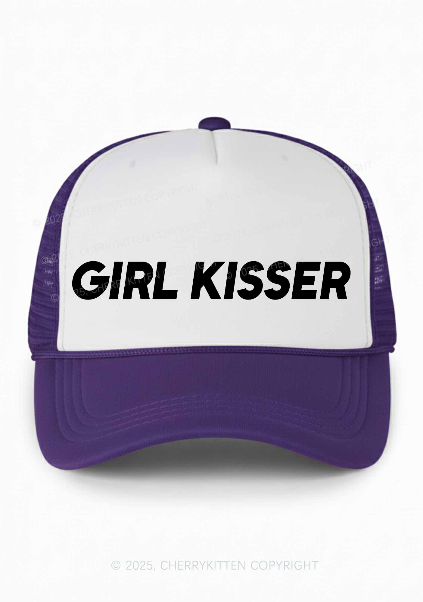 Girl Kisser Pride Y2K Colorblock Trucker Hat Cherrykitten