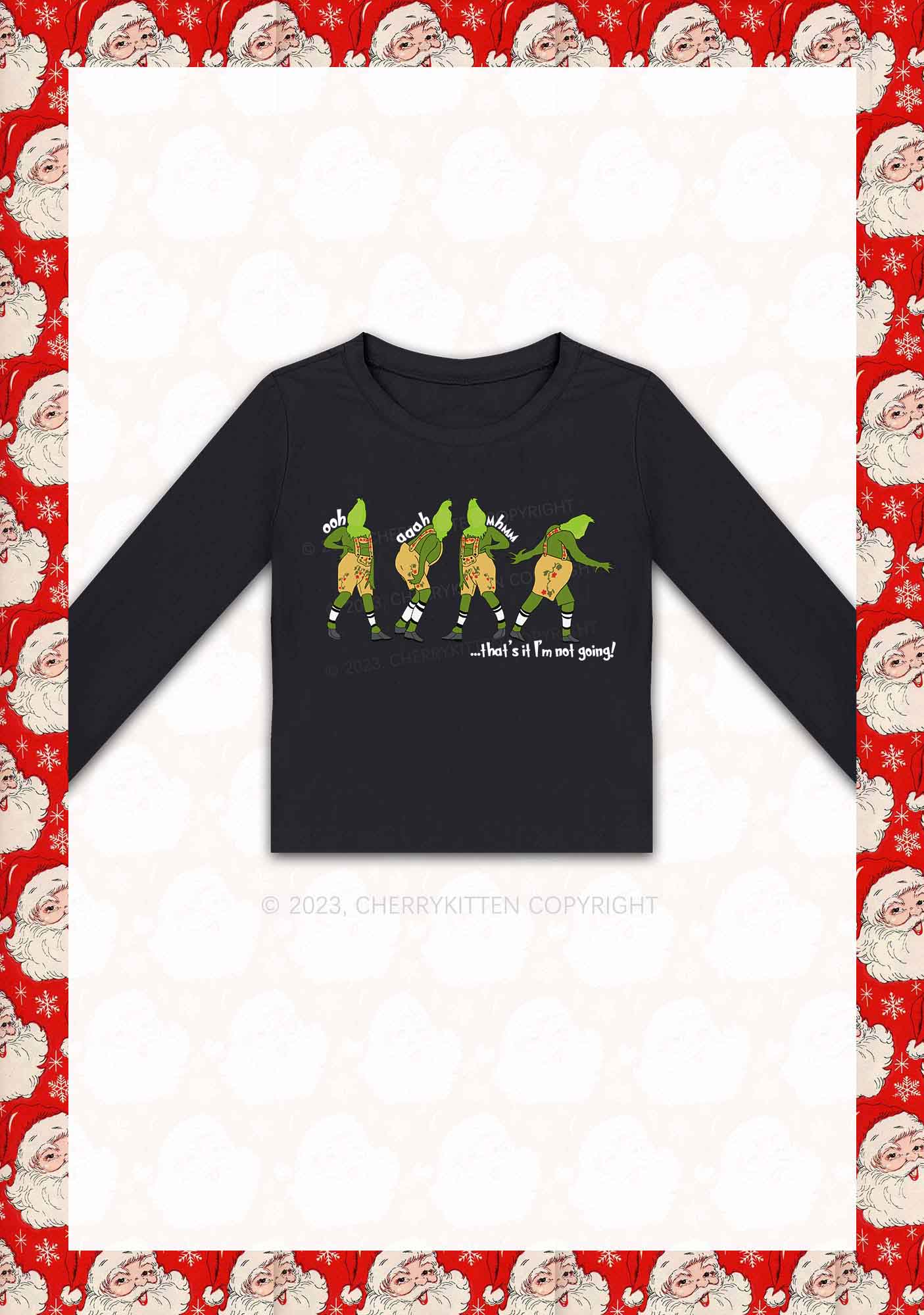 That's It I'm Not Going Y2K Long Sleeve Crop Top Cherrykitten
