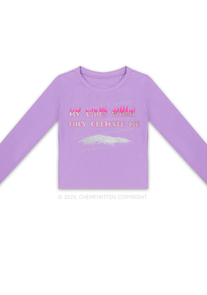 My Ashes Burn Long Sleeve Crop Top Cherrykitten