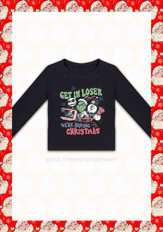 We're Saving Christmas Y2K Long Sleeve Crop Top Cherrykitten