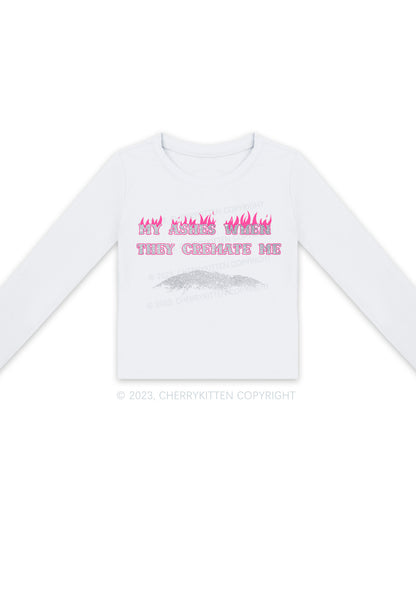 My Ashes Burn Long Sleeve Crop Top Cherrykitten