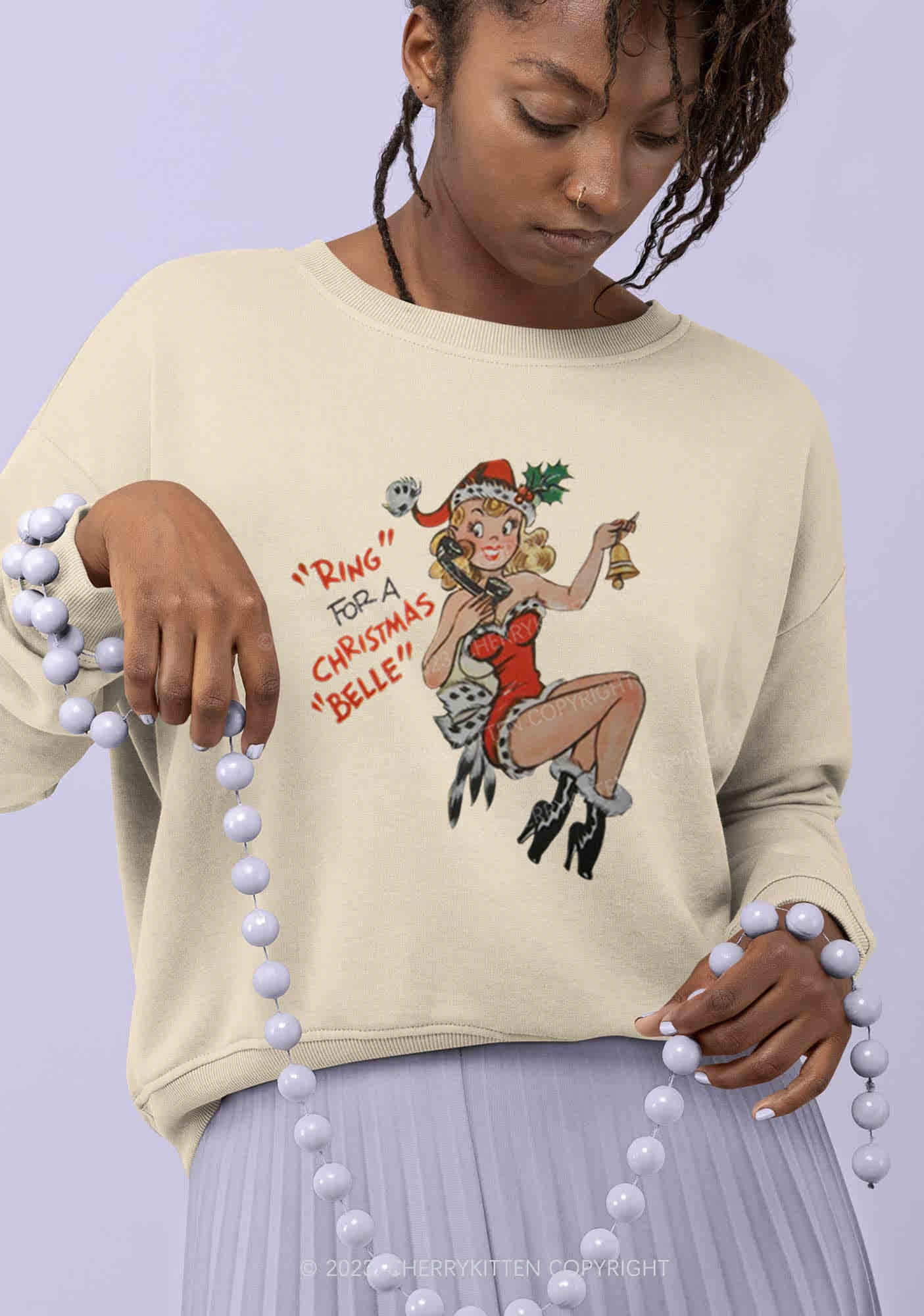 Ring For A Christmas Belle Y2K Sweatshirt Cherrykitten
