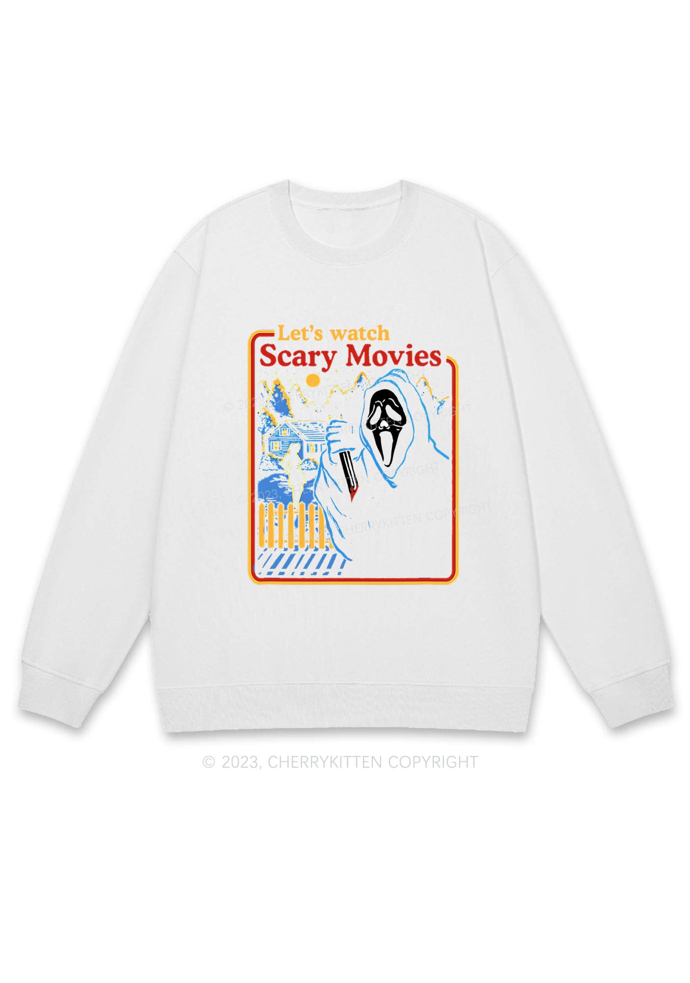 Let's Watch Scary Movies Halloween Y2K Sweatshirt Cherrykitten