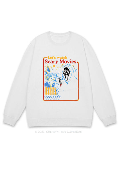 Let's Watch Scary Movies Halloween Y2K Sweatshirt Cherrykitten