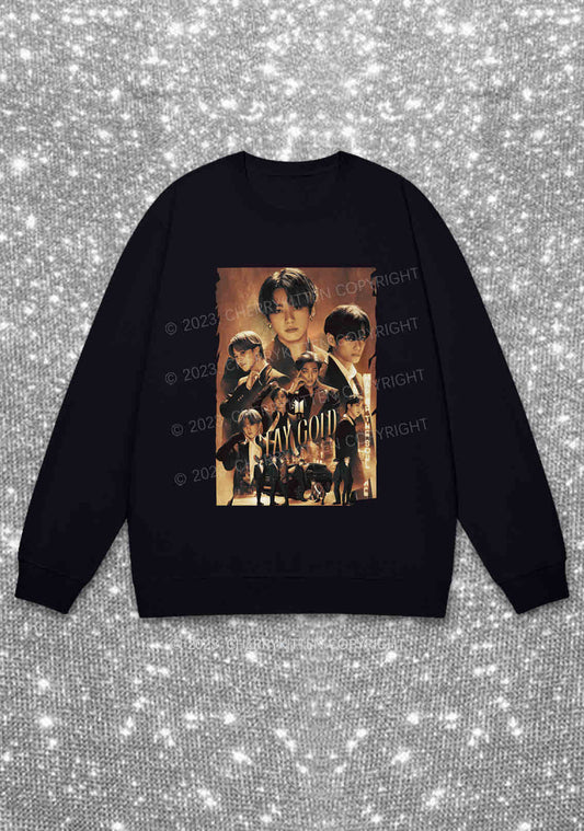 Bangtan Stay Gold Y2K Sweatshirt Cherrykitten