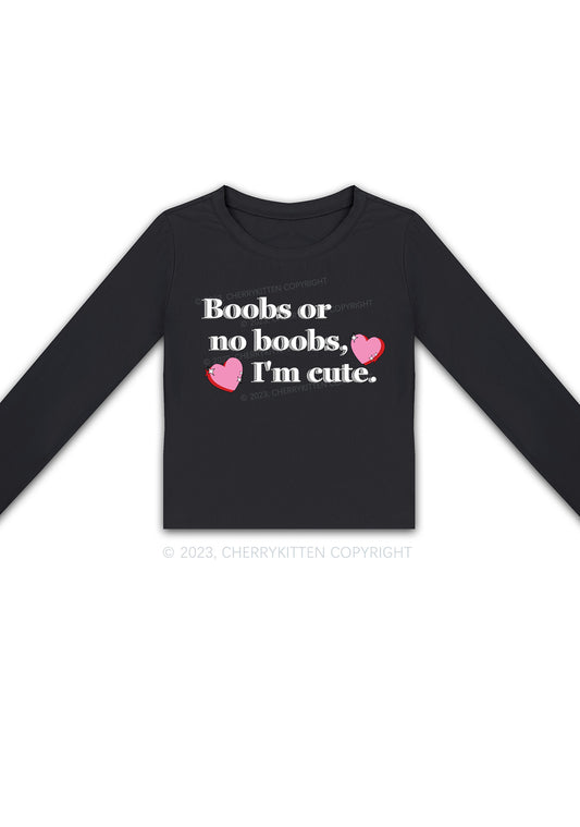 I'm Cute Long Sleeve Crop Top Cherrykitten