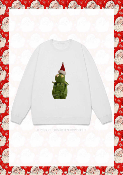 Christmas Plush Frog Y2K Sweatshirt Cherrykitten