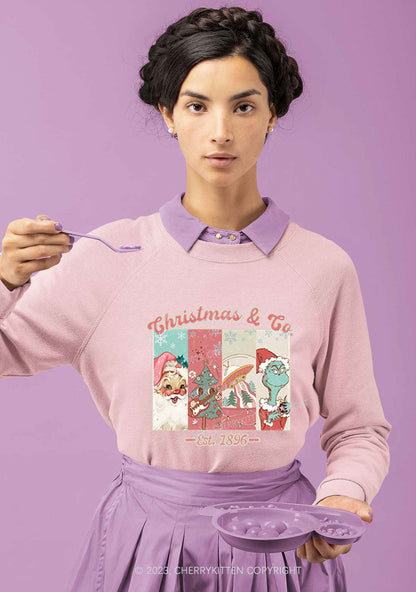Retro Pink Santa Christmas Y2K Sweatshirt Cherrykitten