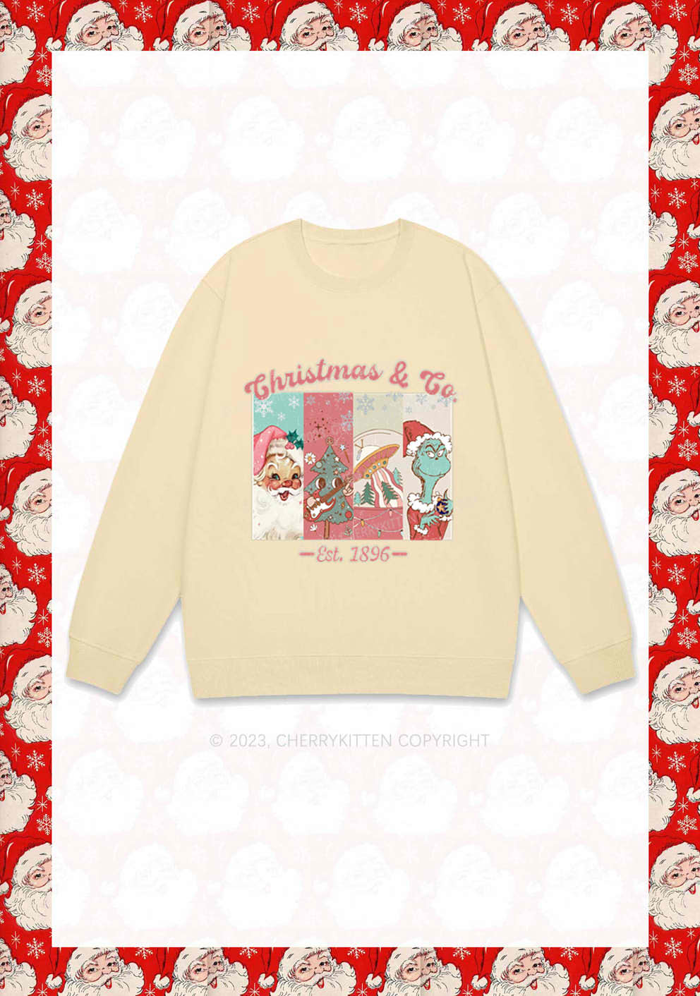 Retro Pink Santa Christmas Y2K Sweatshirt Cherrykitten