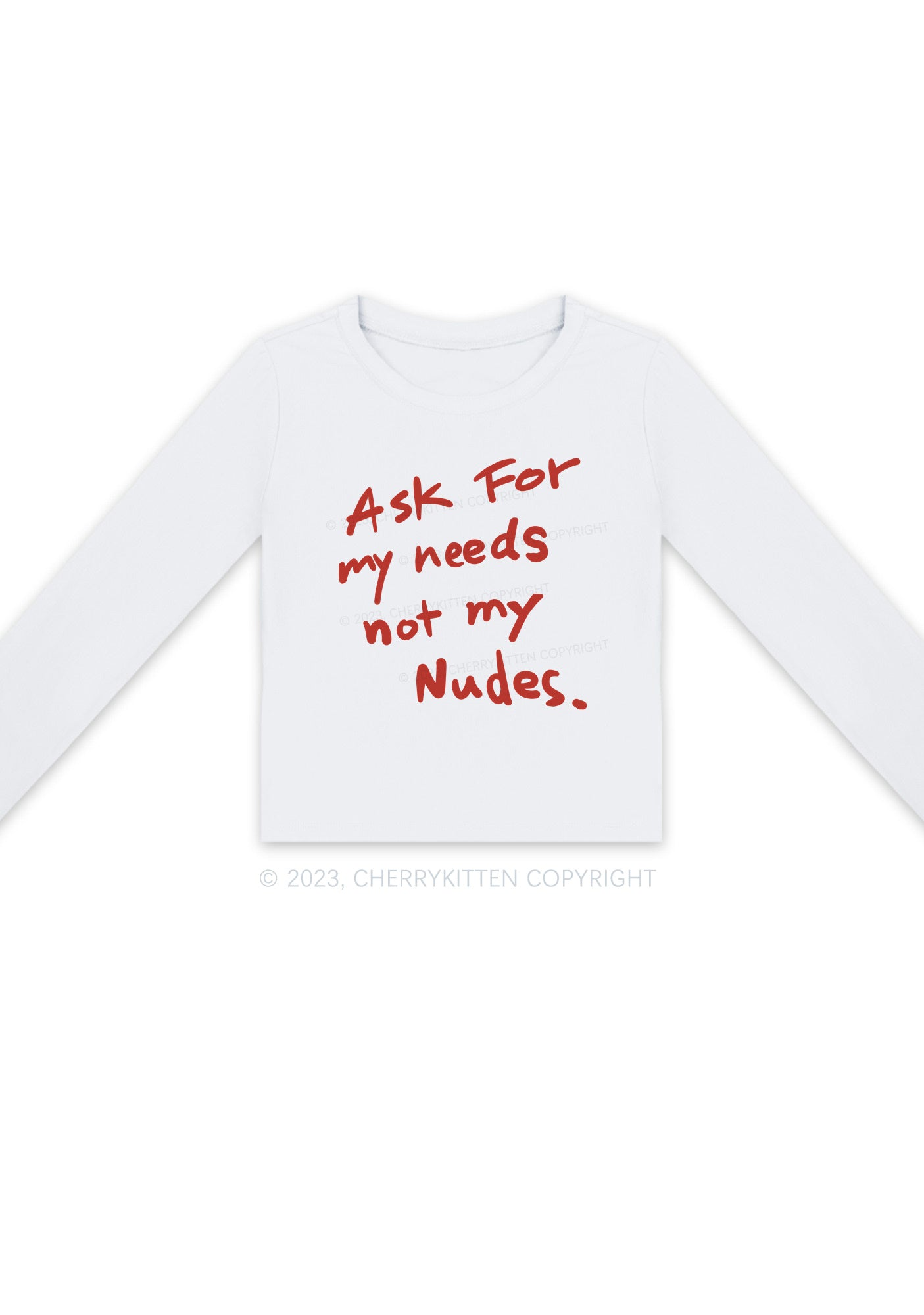 Ask For My Needs Long Sleeve Crop Top Cherrykitten
