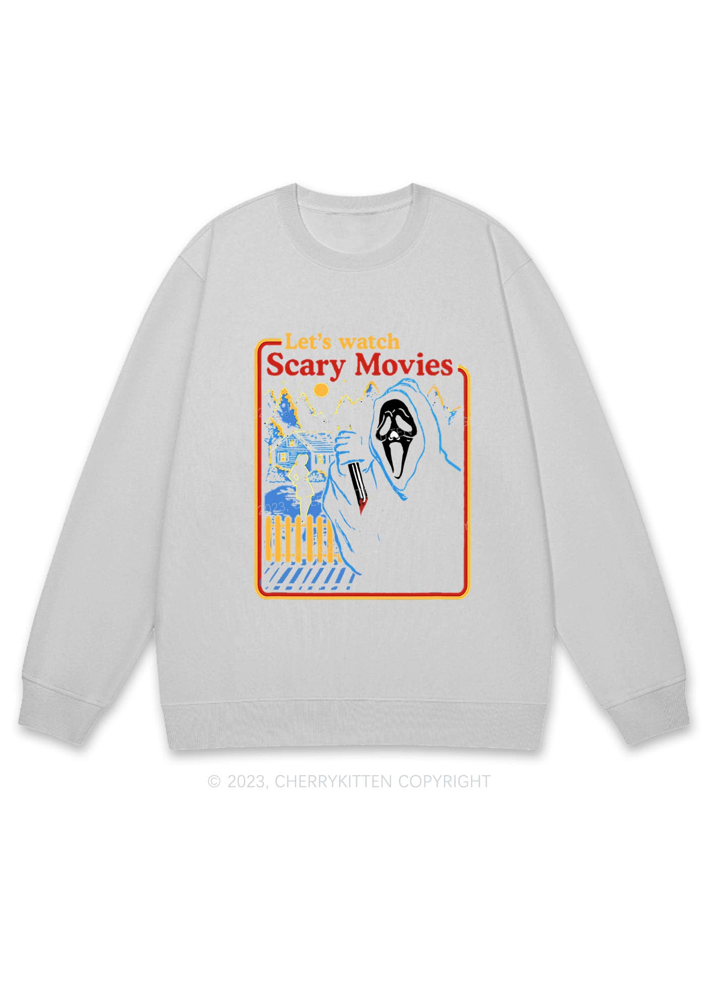 Let's Watch Scary Movies Halloween Y2K Sweatshirt Cherrykitten