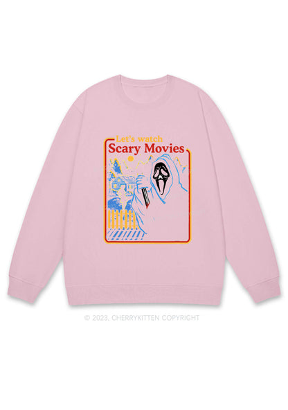 Let's Watch Scary Movies Halloween Y2K Sweatshirt Cherrykitten