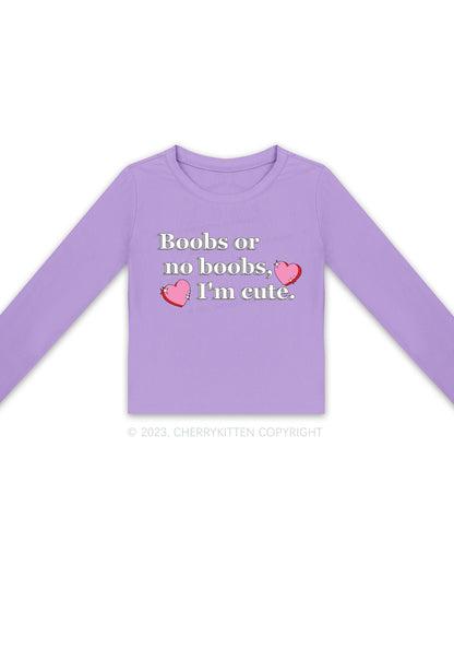 I'm Cute Long Sleeve Crop Top Cherrykitten