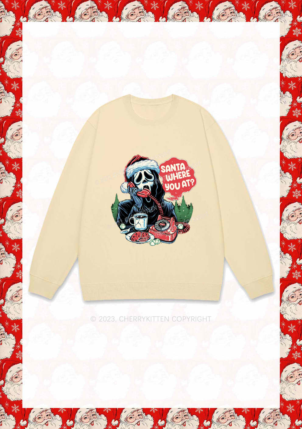 Calling Santa Where You At Christmas Y2K Sweatshirt Cherrykitten