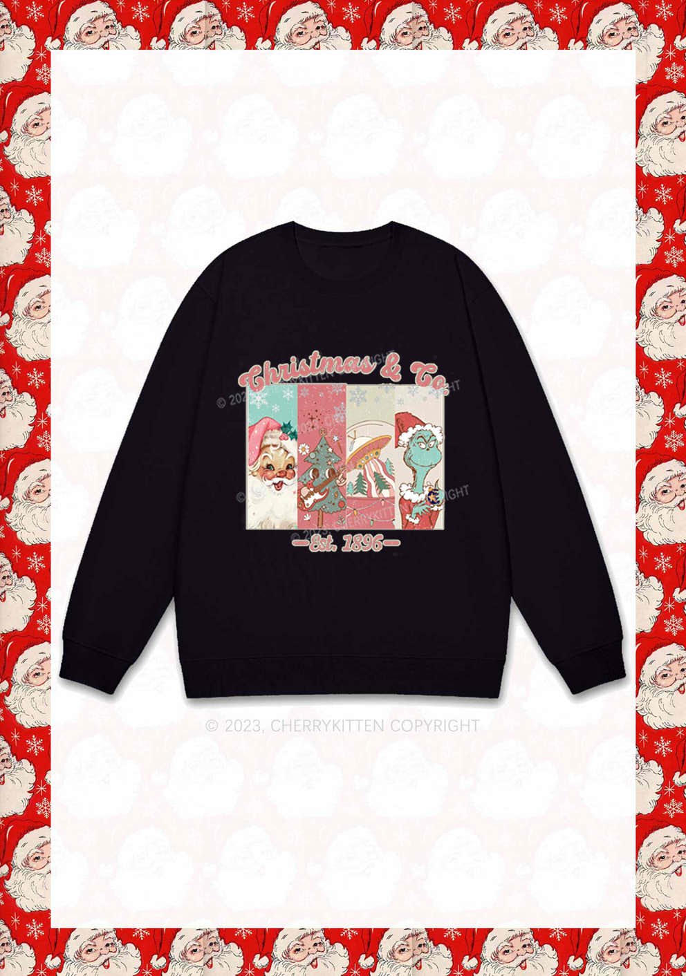 Retro Pink Santa Christmas Y2K Sweatshirt Cherrykitten