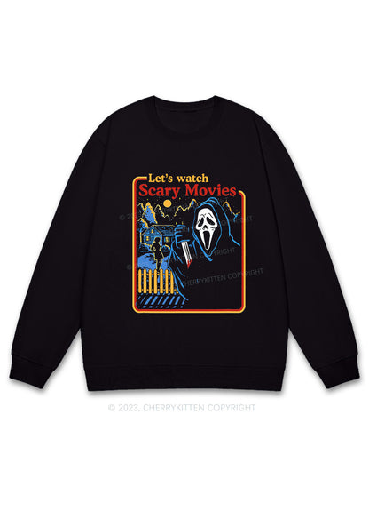 Let's Watch Scary Movies Halloween Y2K Sweatshirt Cherrykitten