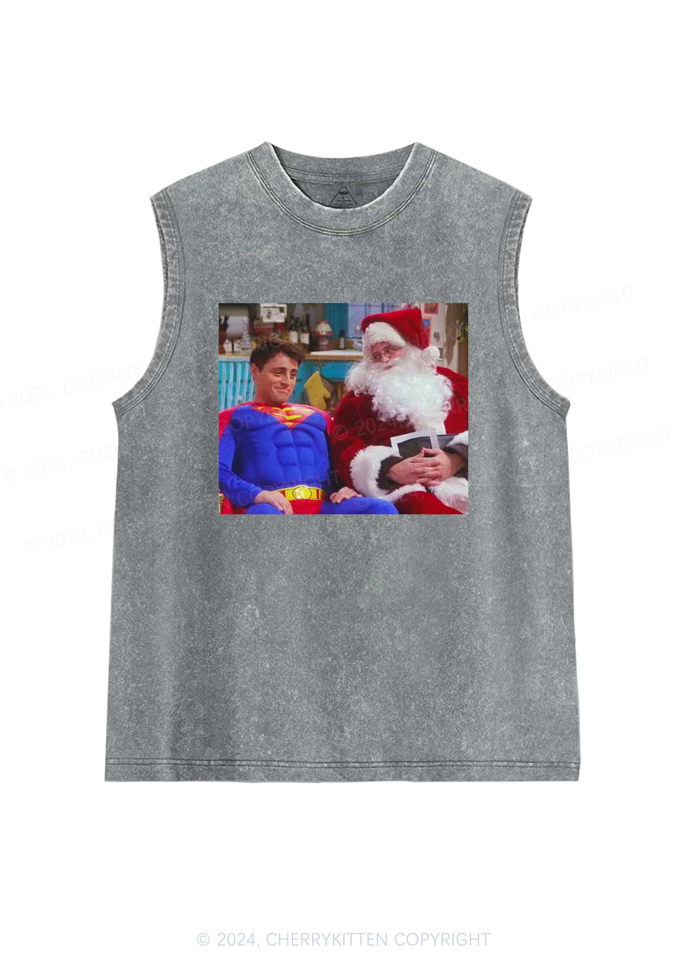 Christmas Super Santa Y2K Washed Tank Cherrykitten