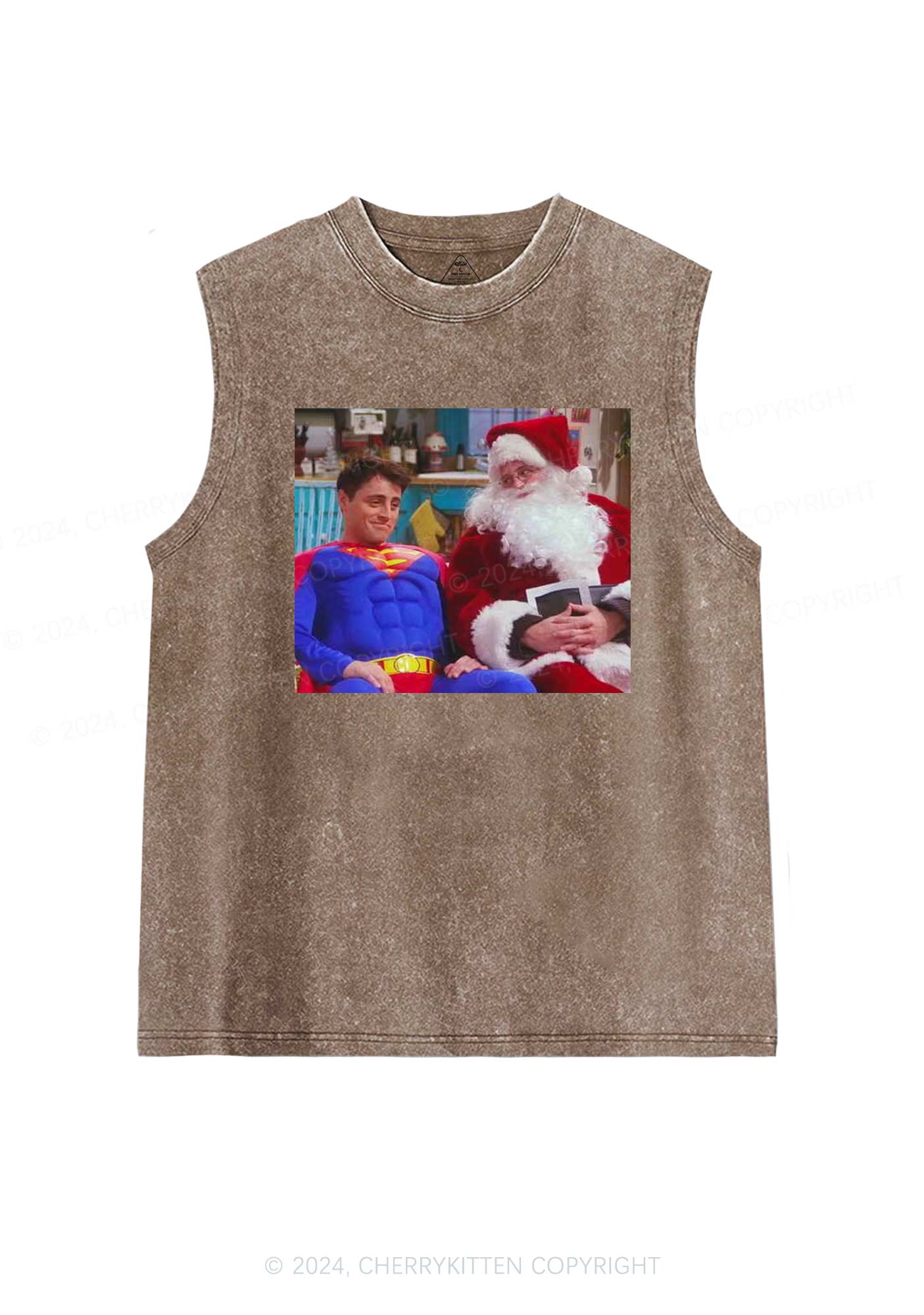 Christmas Super Santa Y2K Washed Tank Cherrykitten
