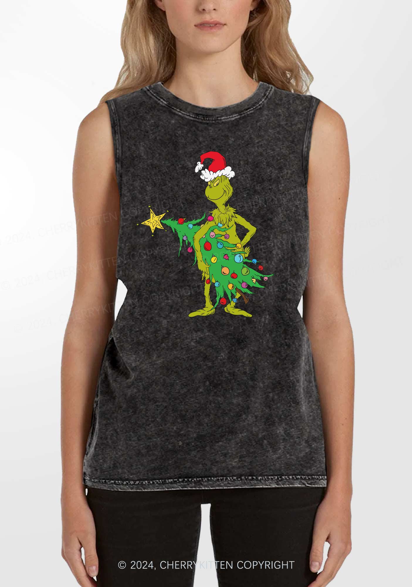 Christmas Stealing Christmas Tree Y2K Washed Tank Cherrykitten