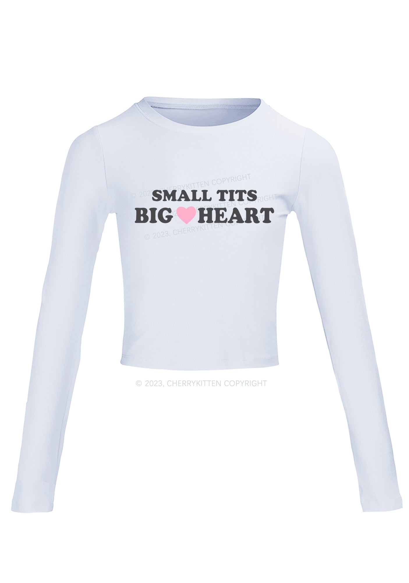 Small But Big Heart Long Sleeve Crop Top Cherrykitten