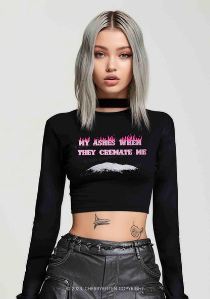 My Ashes Burn Long Sleeve Crop Top Cherrykitten