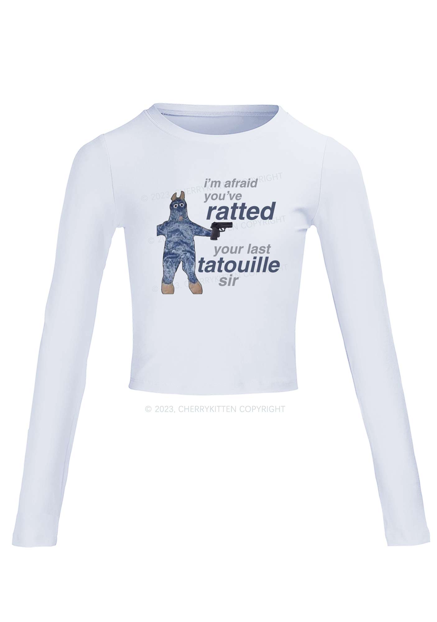 Ratted Last Tatouille Long Sleeve Crop Top Cherrykitten