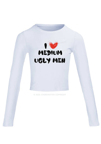 I Love Medium Long Sleeve Crop Top Cherrykitten