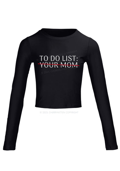 To Do List Long Sleeve Crop Top Cherrykitten