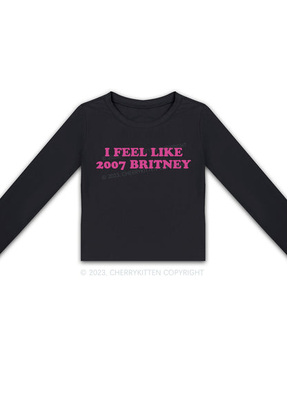 I Feel Like 2007 Britney Long Sleeve Crop Top Cherrykitten