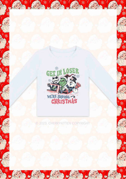 We're Saving Christmas Y2K Long Sleeve Crop Top Cherrykitten