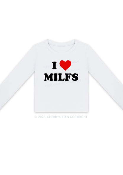 I Love Mxxfs Long Sleeve Crop Top Cherrykitten