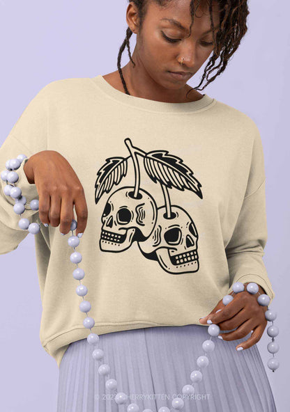 Cherry Skulls Halloween Y2K Sweatshirt Cherrykitten