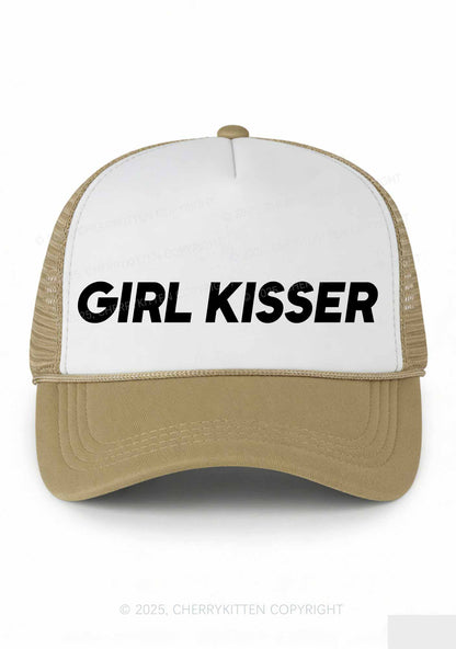 Girl Kisser Pride Y2K Colorblock Trucker Hat Cherrykitten