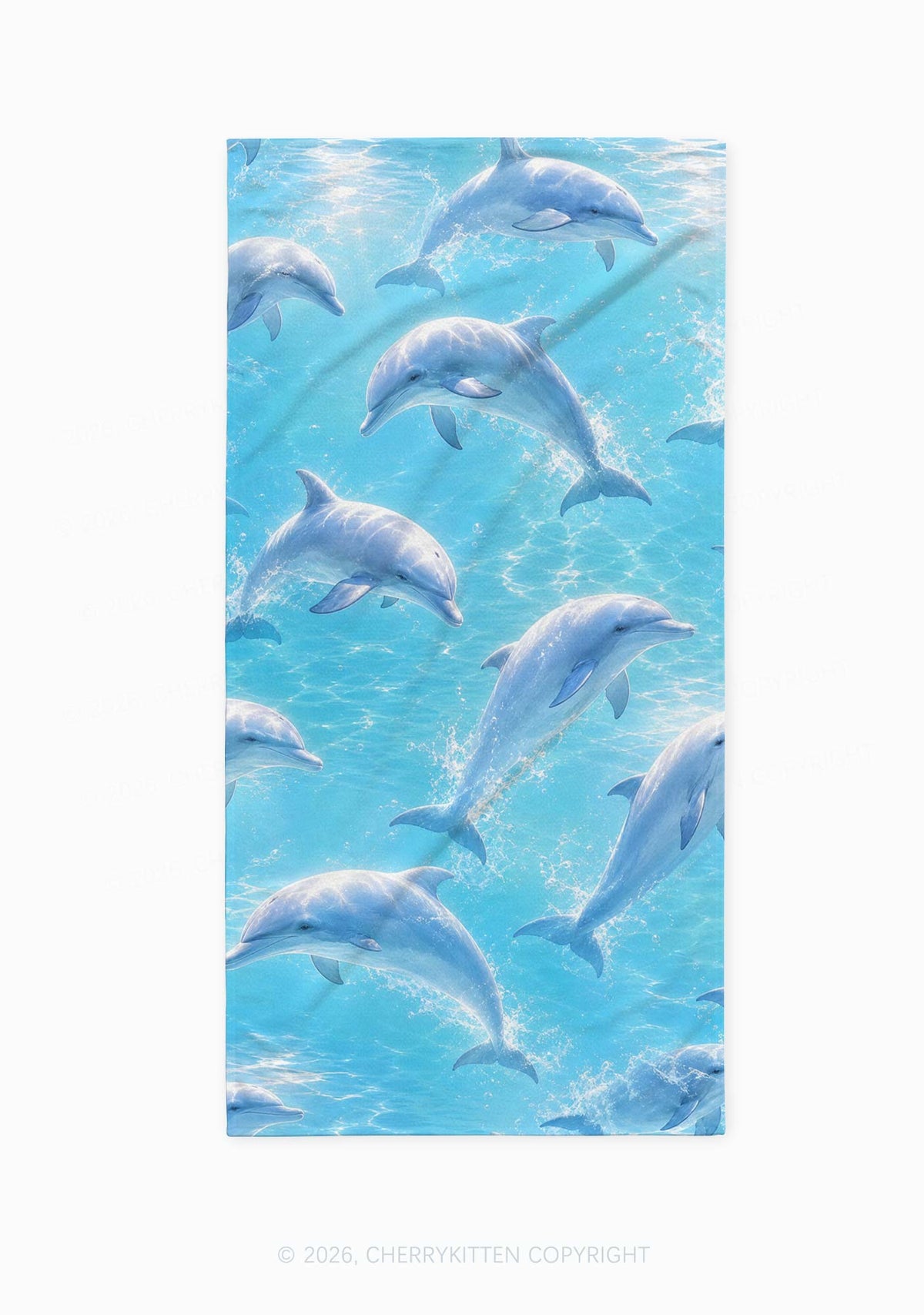 Blue Dolphin Y2K Beach Towel Cherrykitten