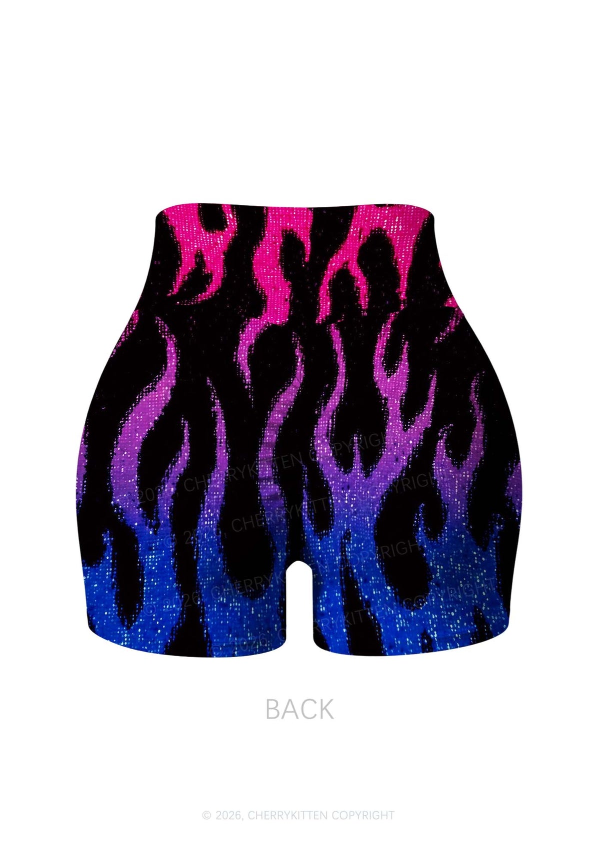 Bisexual Flame Pride Y2K Print Gym Shorts Cherrykitten