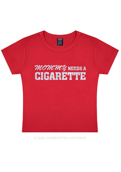 Glitter Mommy Needs A Cigarette Y2K Baby Tee Cherrykitten