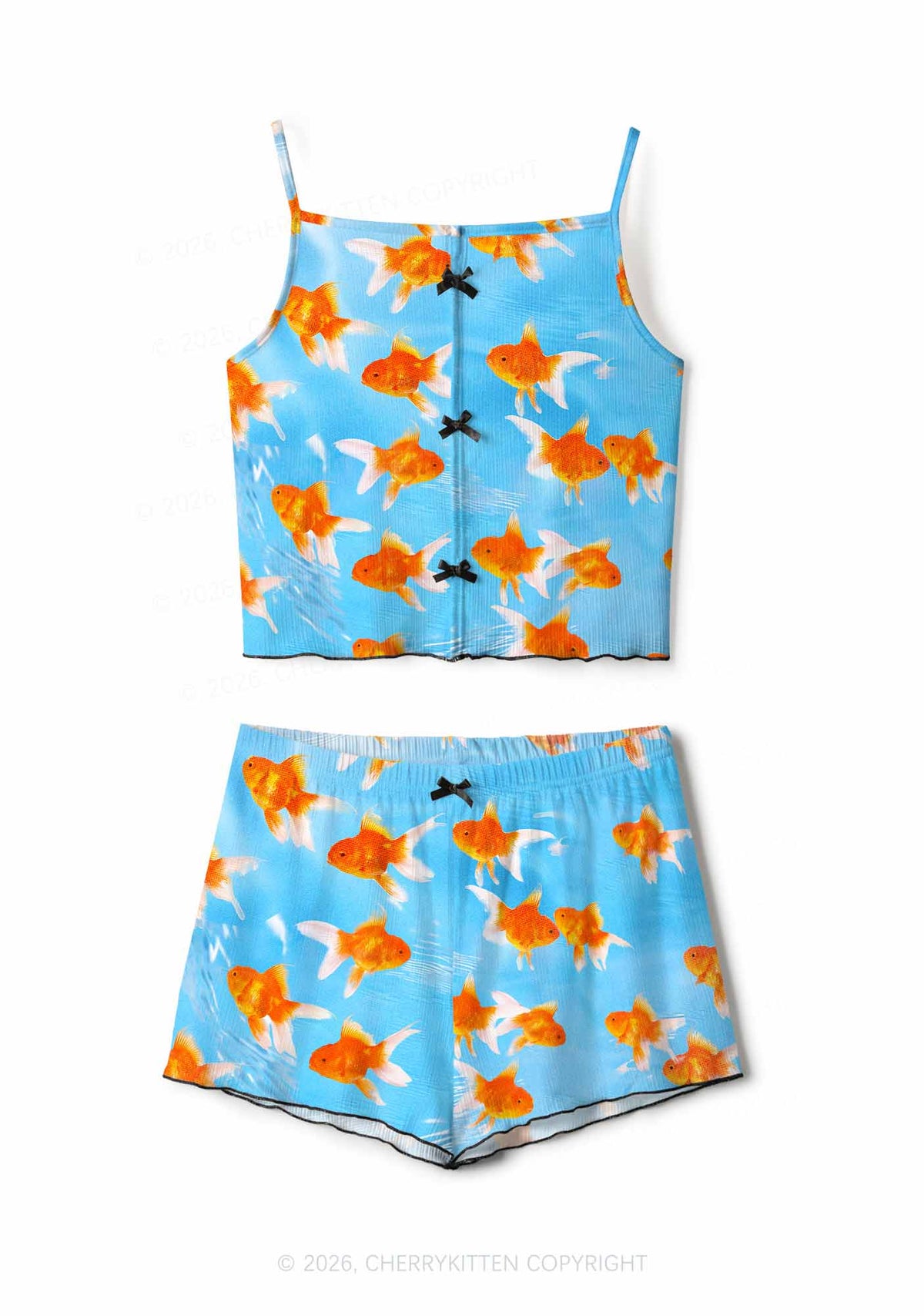 Goldfish Y2K Print Cami Shorts Pajama Set Cherrykitten