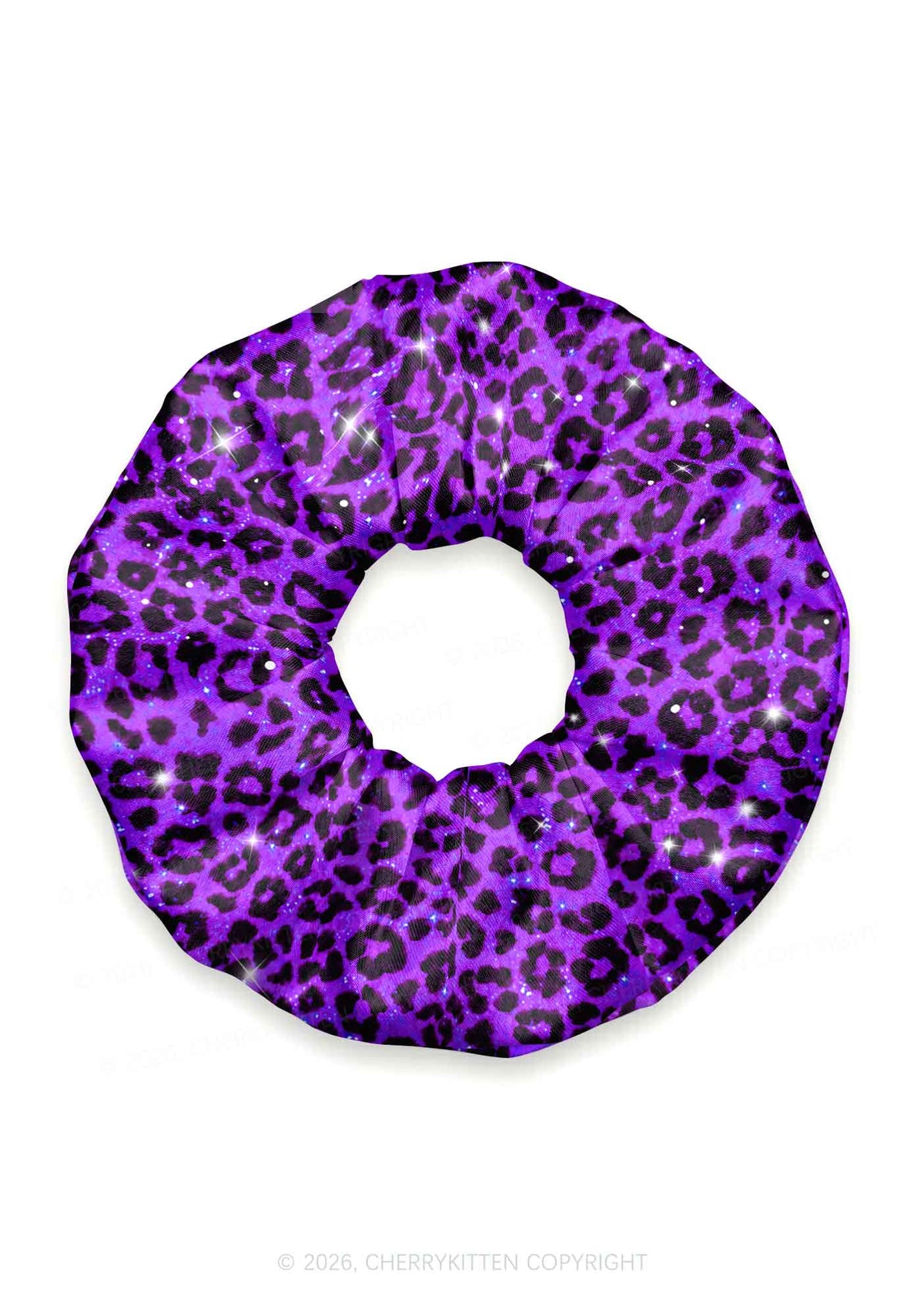 Dark Purple Leopard Y2K Hair Scrunchie Cherrykitten