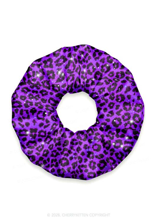 Dark Purple Leopard Y2K Hair Scrunchie Cherrykitten