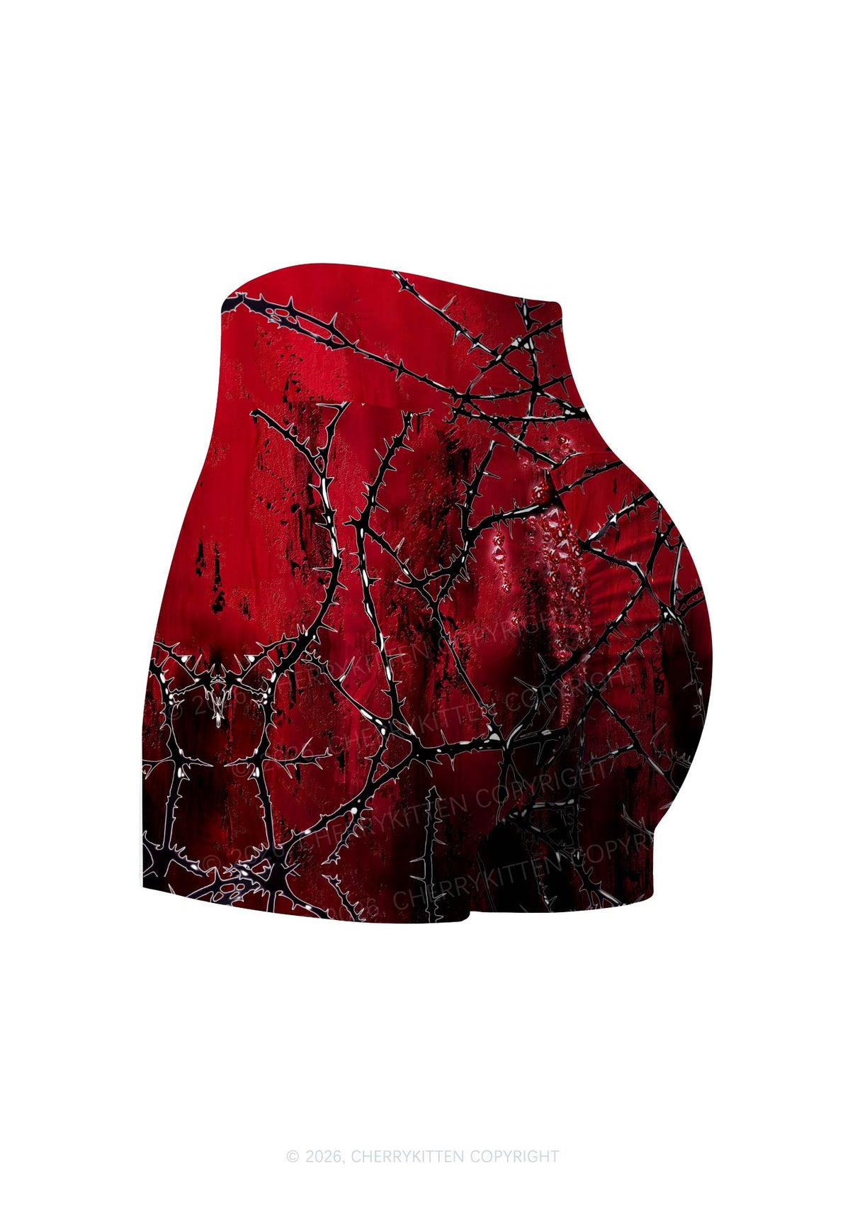Thorned Ruby Y2K Print Gym Shorts Cherrykitten